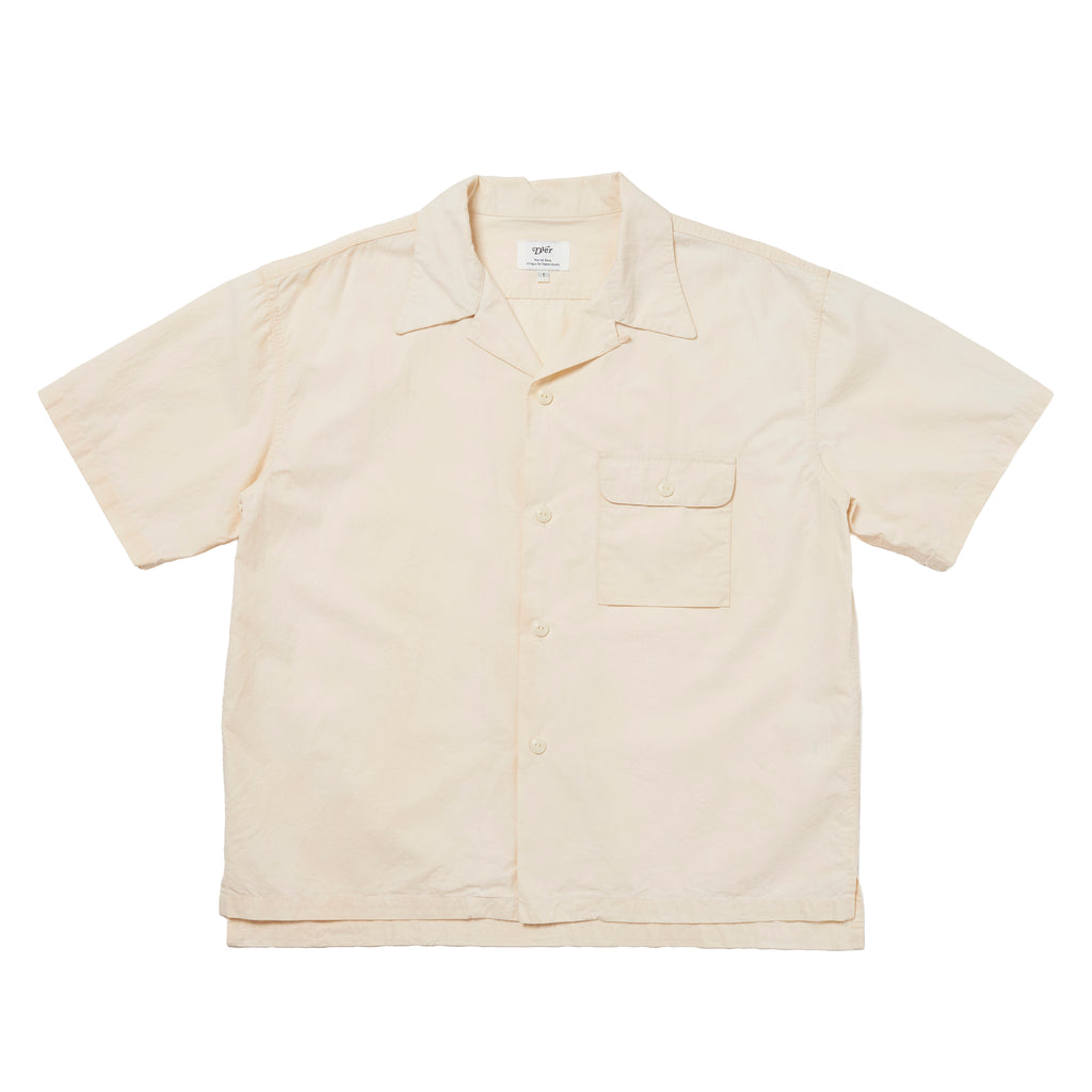 Open Collar Short Sleeve Shirt "Green Tea Dye"