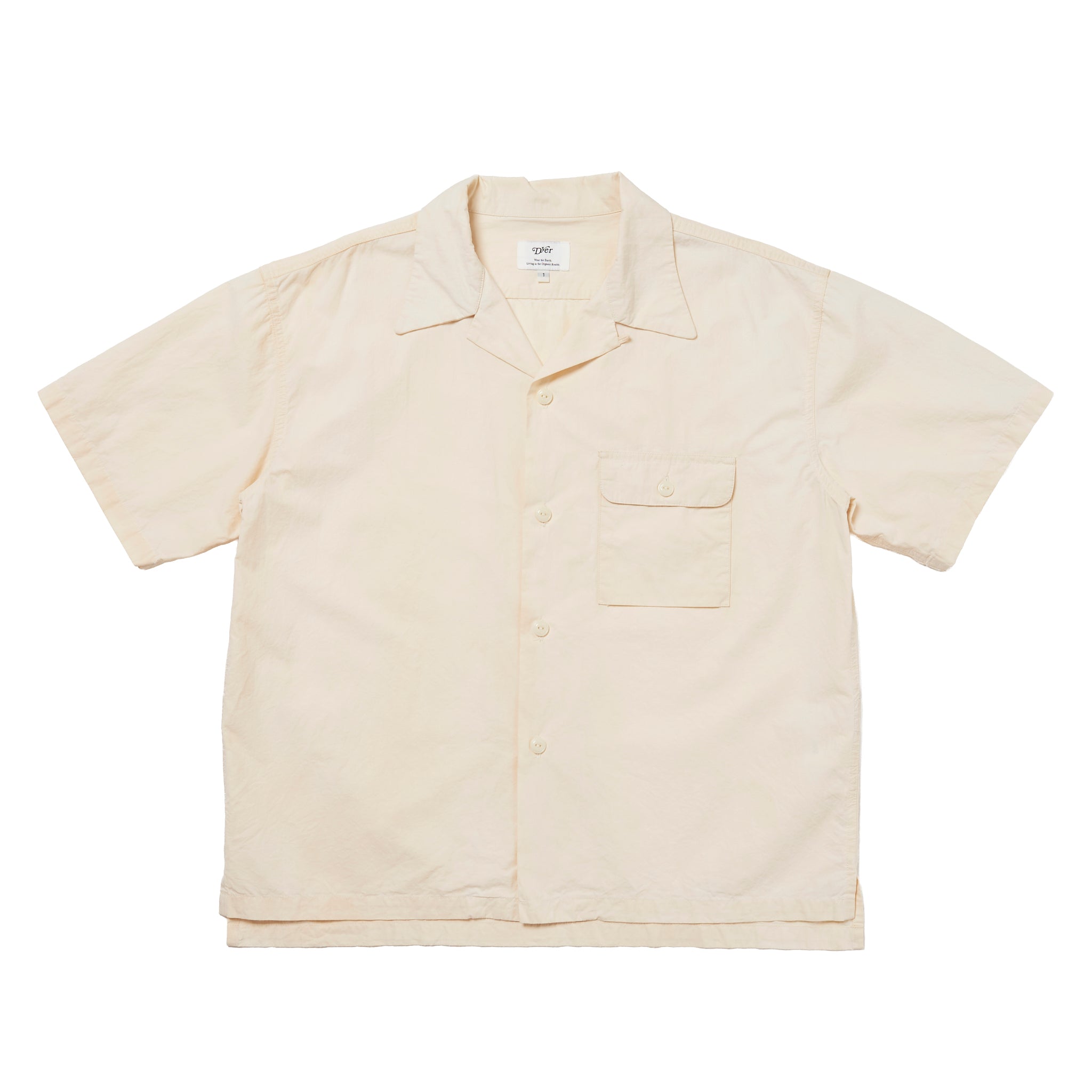 Open Collar Short Sleeve Shirt "Green Tea Dye"
